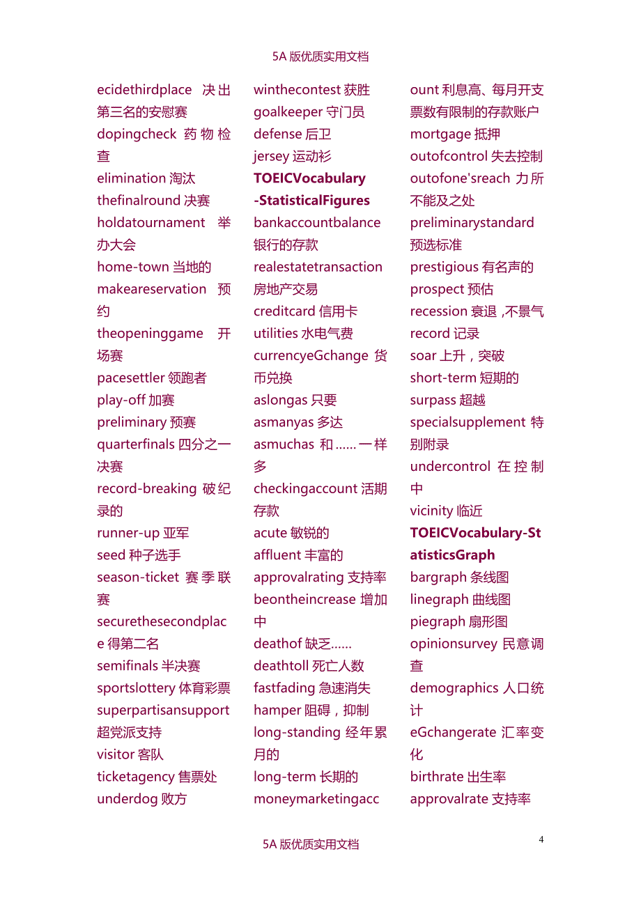 【7A文】TOEIC托业重点高频词汇汇总_第4页