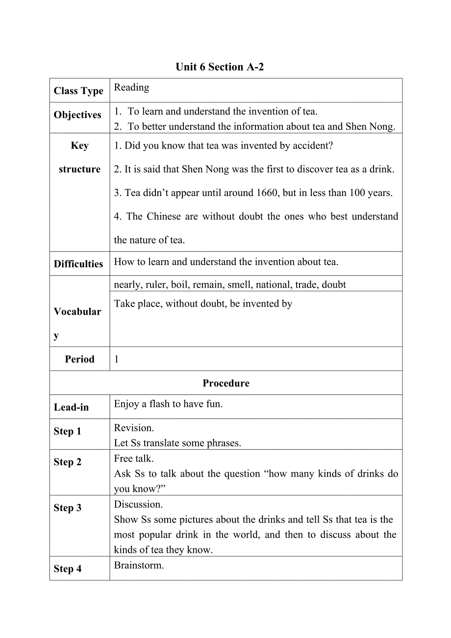 【典中点】九年级英语人教版上册：unit 6 section a-2 教案设计_第1页