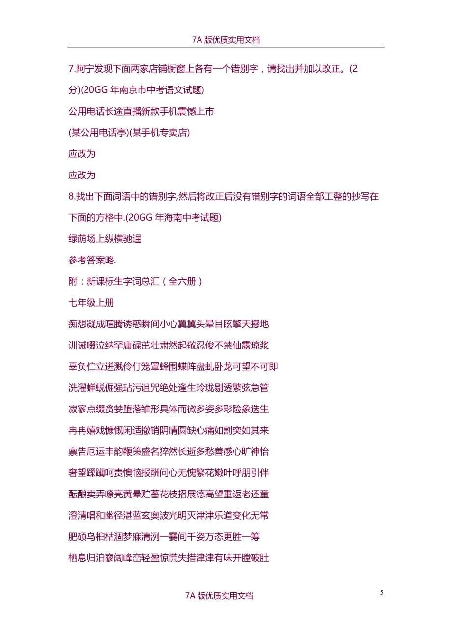 【7A文】初中语文中考专题复习_第5页