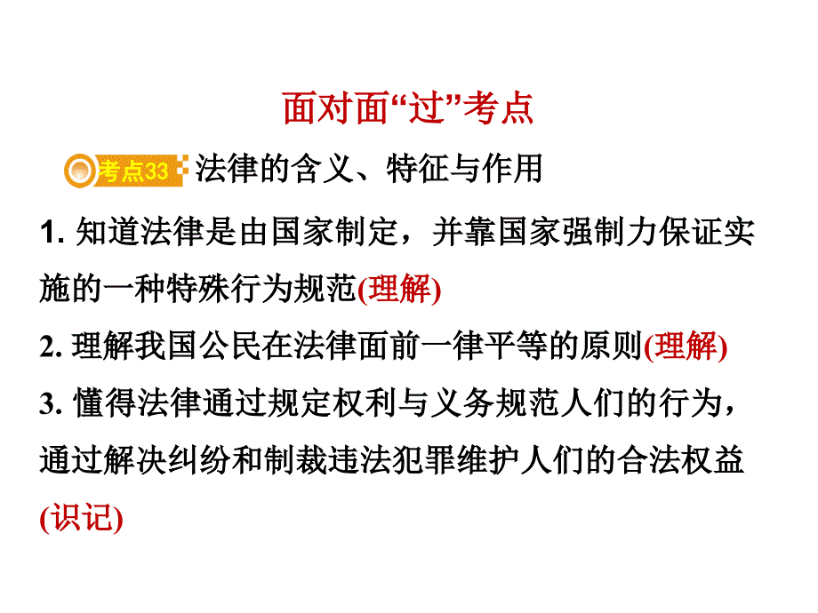 2018年中考面对面（郴州）政治复习课件：主题七 学法用法_第2页