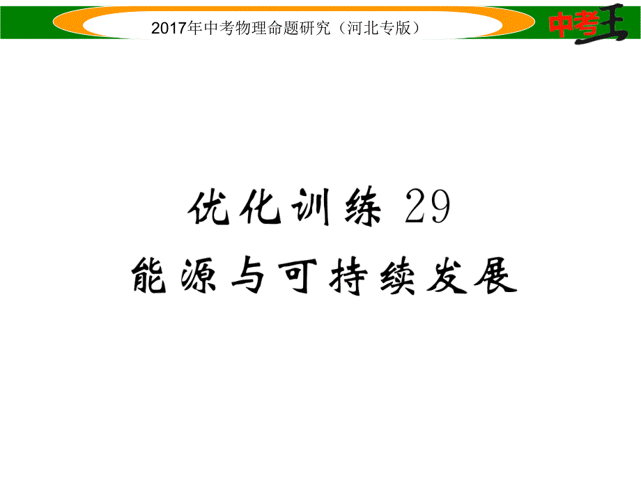 【中考王】中考物理总复习（河北专版）课件 优化训练29_第1页