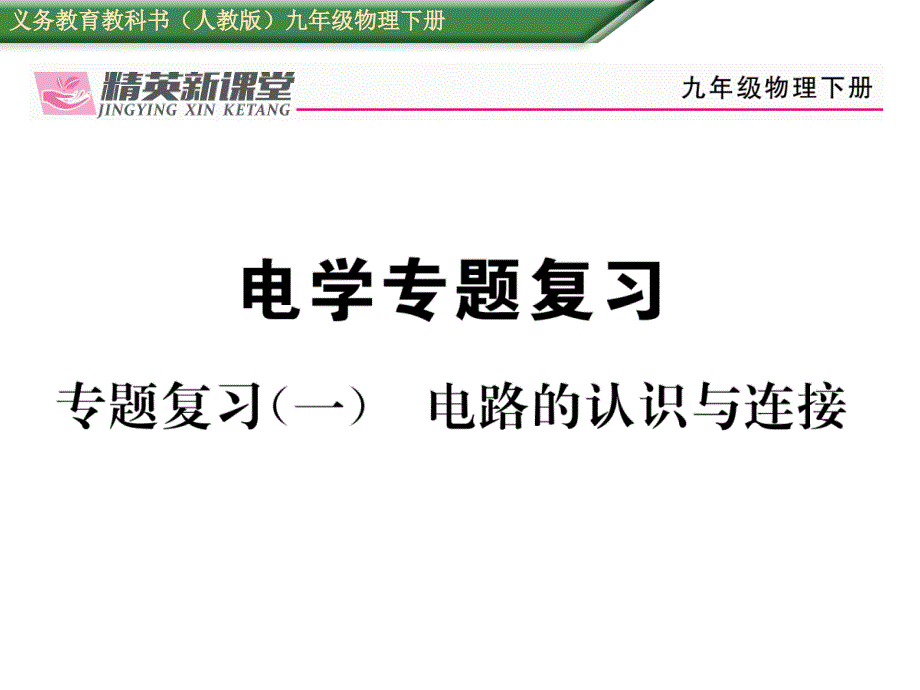 精英新课堂】2017届九年级物理下册（人教版）课件：专题复习（一）  电路的认识与连接_第1页