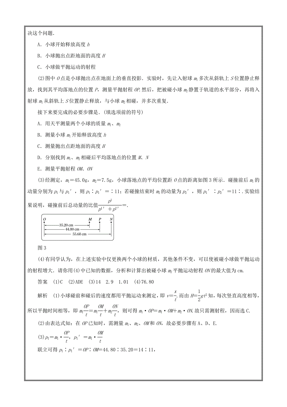 验证动量守恒定律（教学案）-2019年高考物理---精校解析Word版_第4页