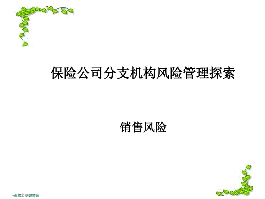 保险公司分支机构销售风险管理_第1页