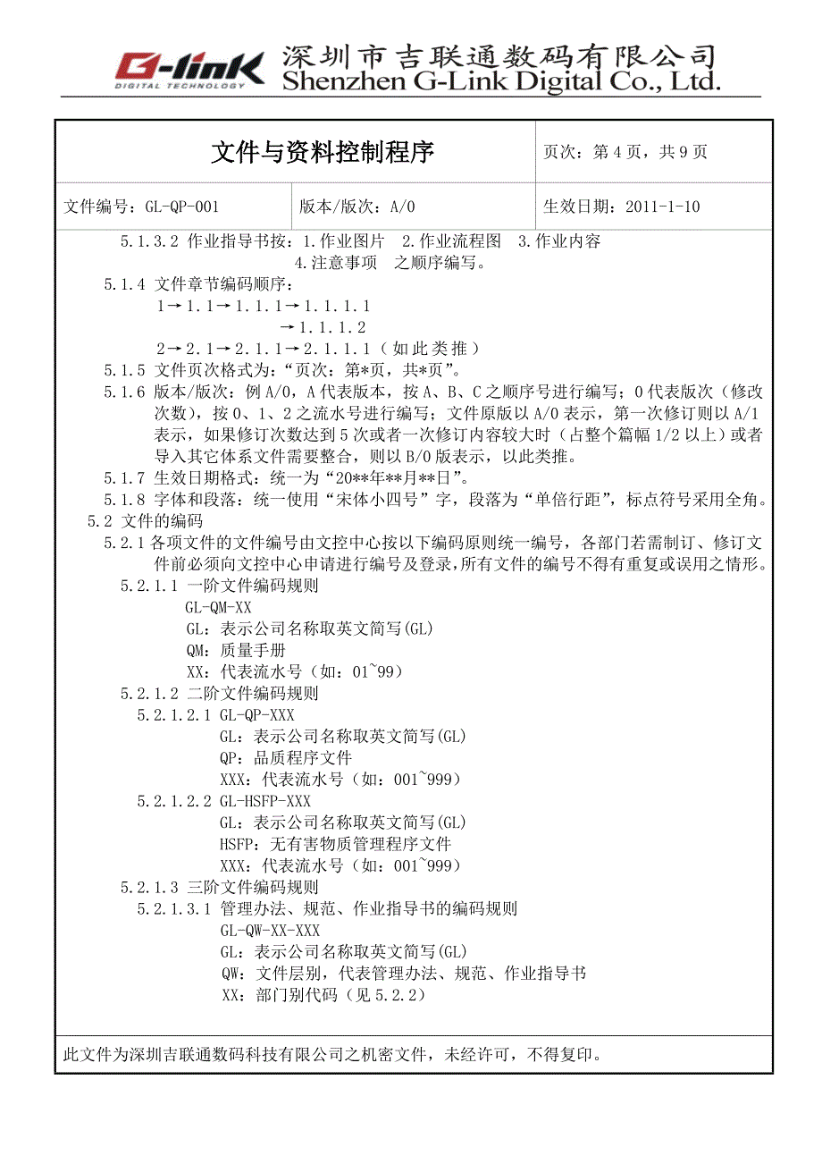 gl-qp-001文件与资料控制程序_第4页
