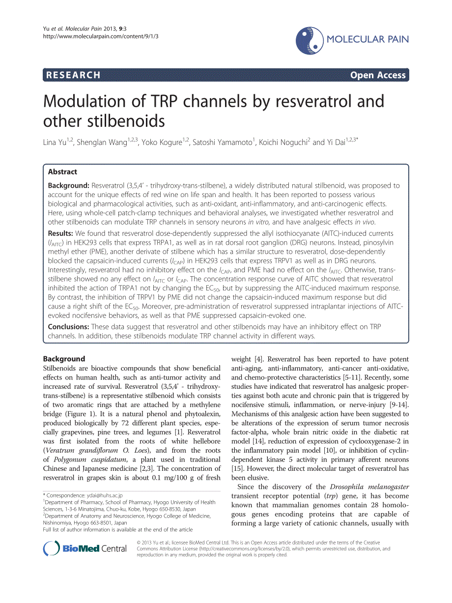 modulation of trp channels by resveratrol and other stilbenoids_第1页