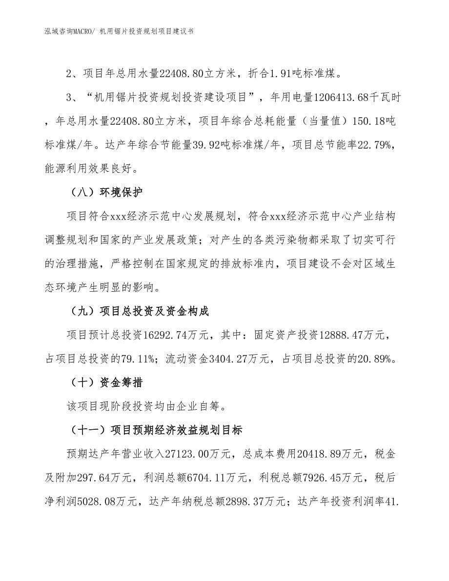 （投资意向）机用锯片投资规划项目建议书_第5页