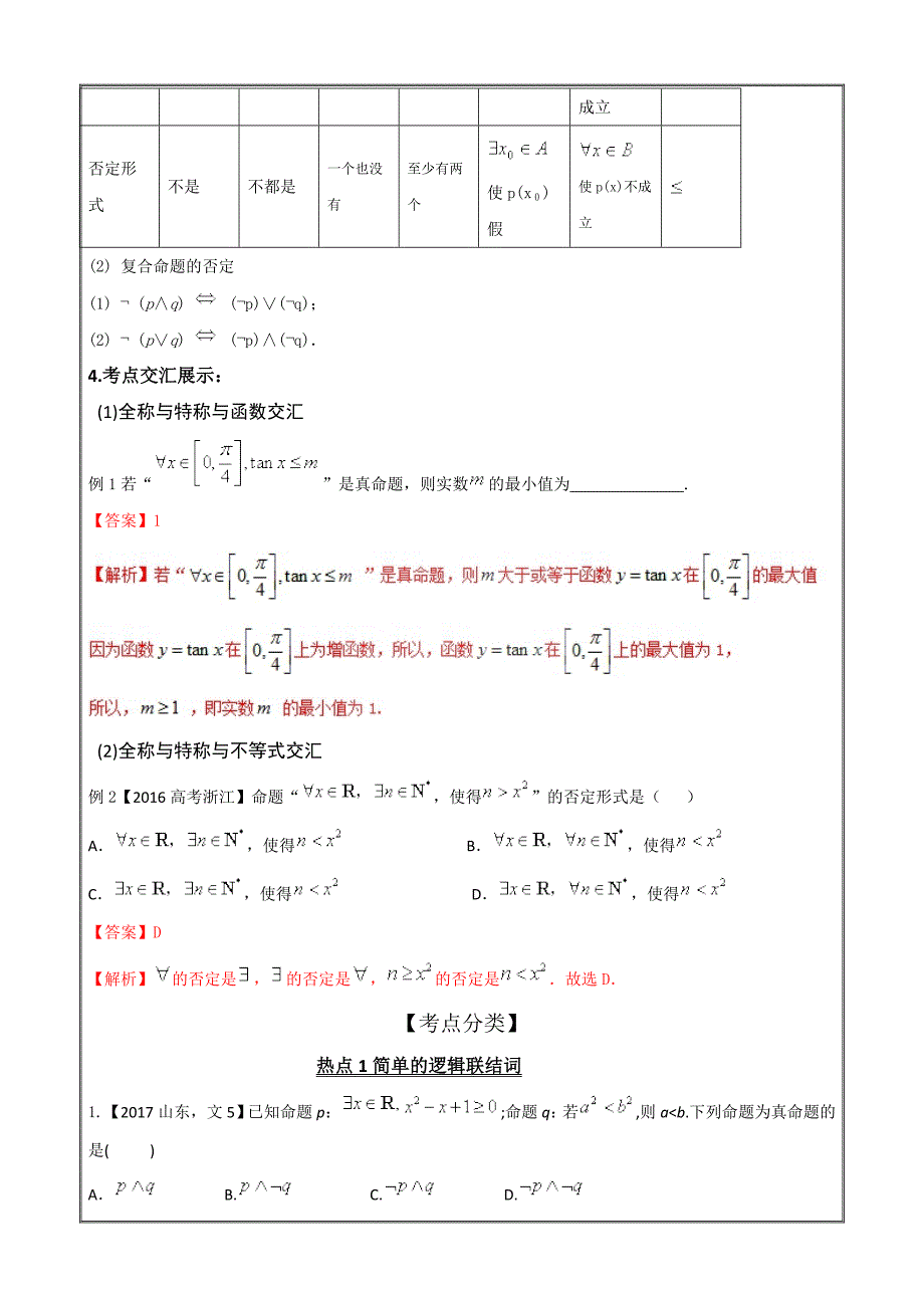 简单的逻辑联结词全称量词与存在量词-2019届高考数学（文）提分必备30个黄金考点---精校解析Word版_第2页