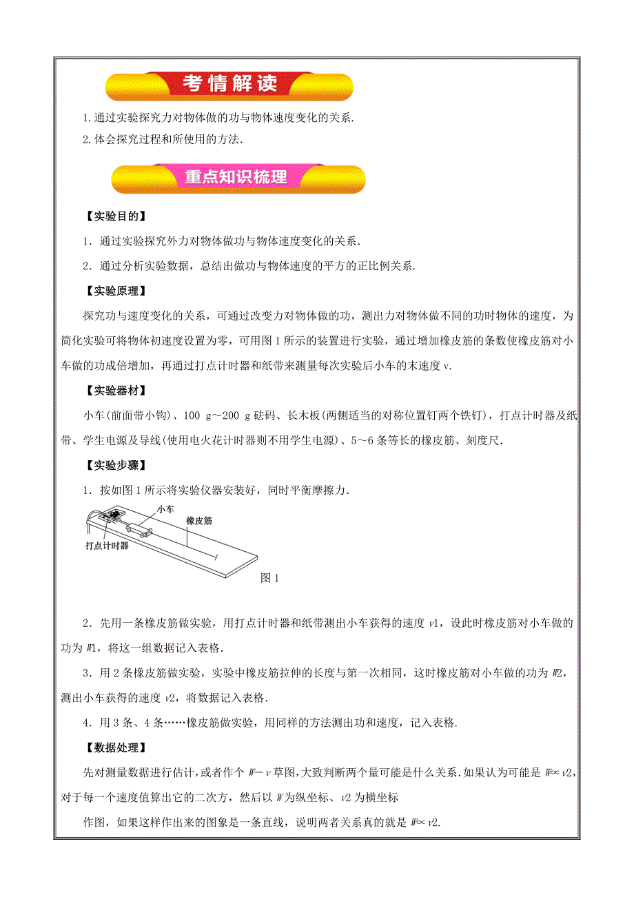 实验五 探究动能定理（教学案）-2019年高考物理---精校Word解析版_第1页