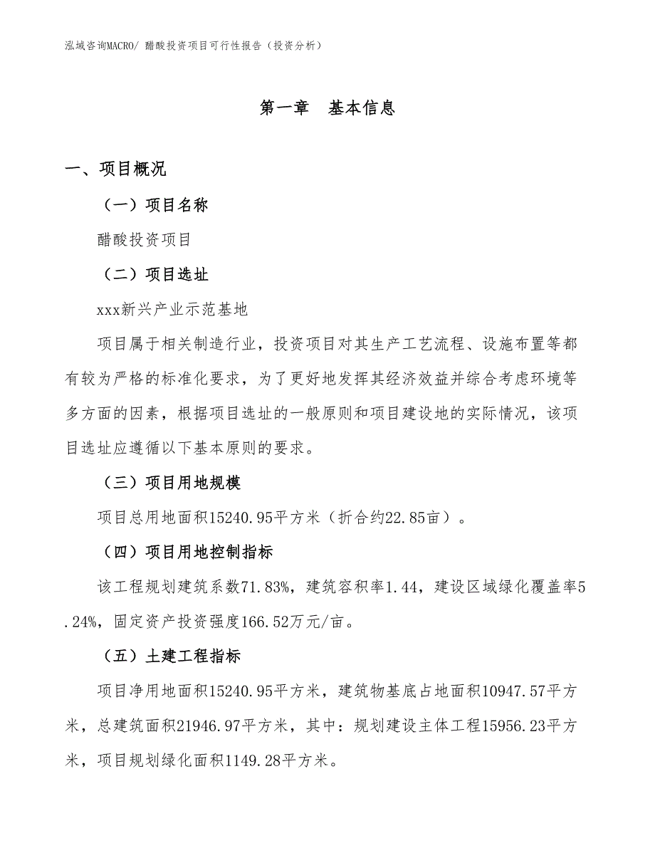 醋酸投资项目可行性报告（投资分析）_第2页