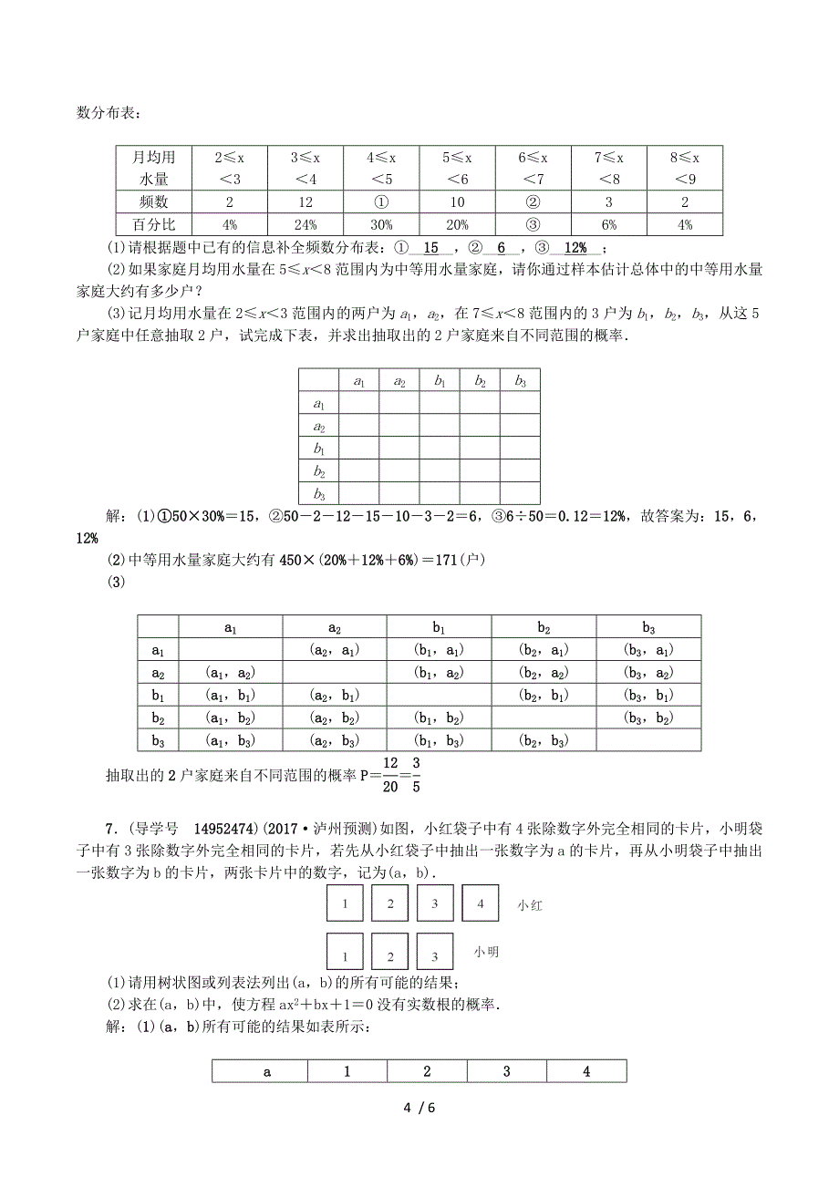 2017中考数学专题总复习 专题五 统计与概率试题.doc_第4页