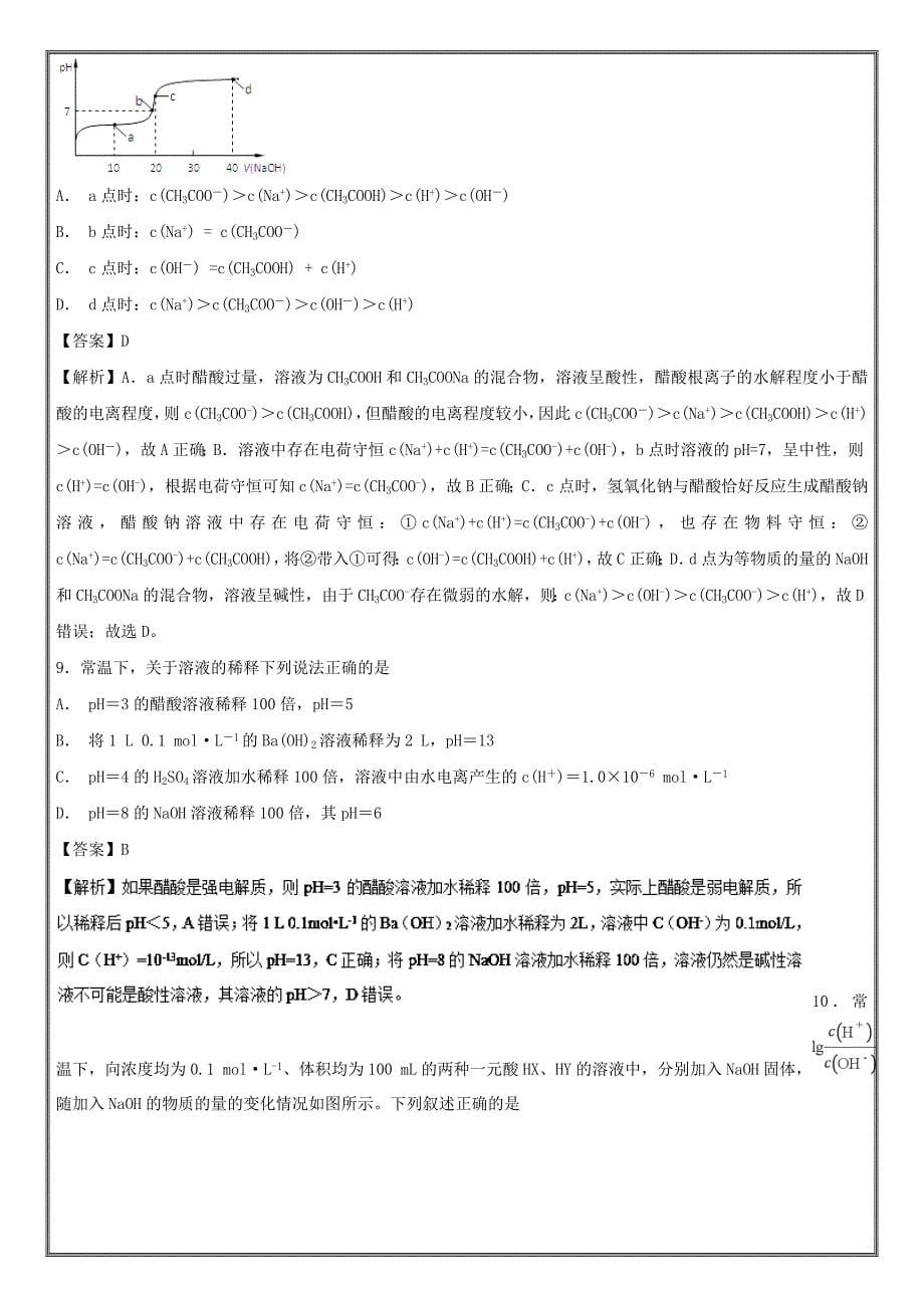 水的电离-2019年领军高考化学---精校解析Word版_第5页