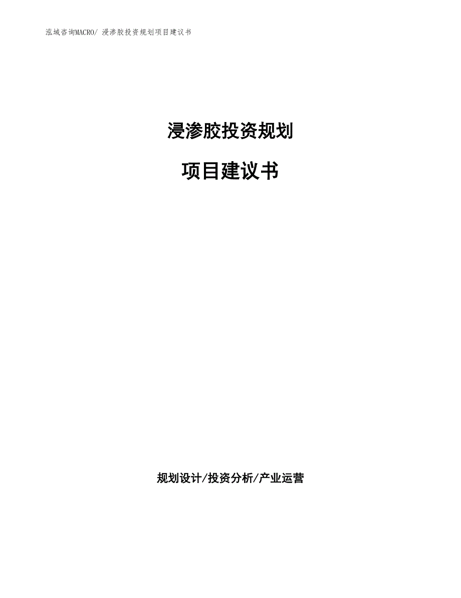 （投资意向）浸渗胶投资规划项目建议书_第1页