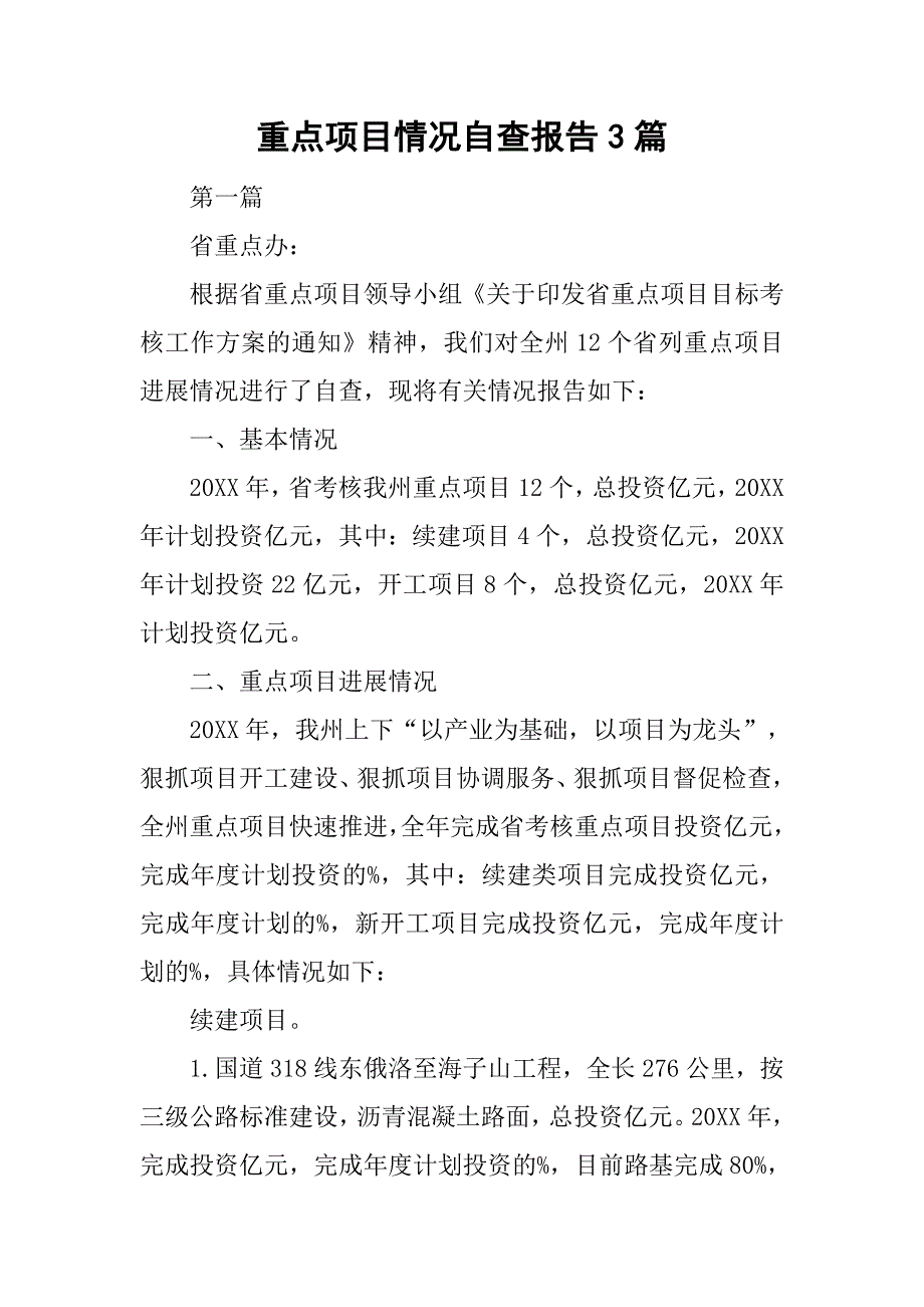 重点项目情况自查报告3篇.doc_第1页