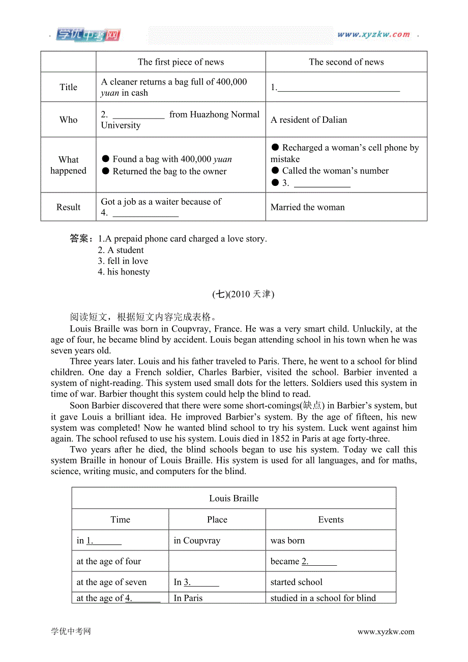 中考英语【人教新课标】：【43】任务型阅读考点跟踪训练_第4页