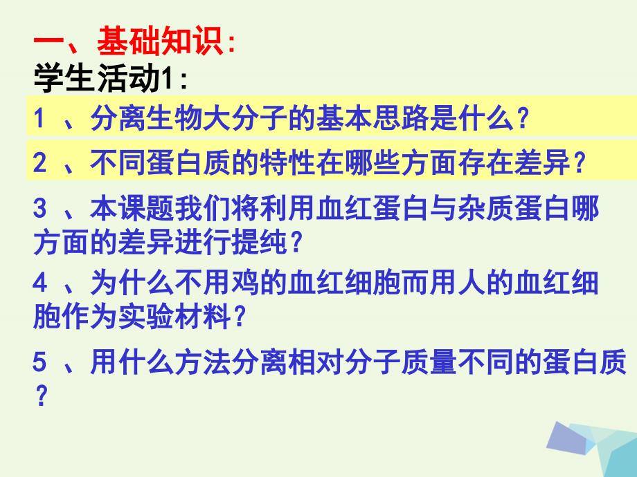 山东省临沂市高中生物第五章dna和蛋白质技术5.3血红蛋白的提取和分离课件新人教版选修_第4页