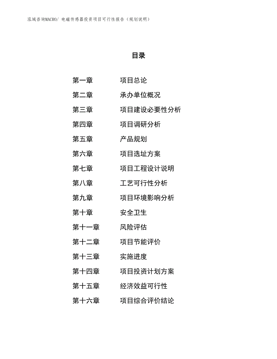 电磁传感器投资项目可行性报告（规划说明）_第1页