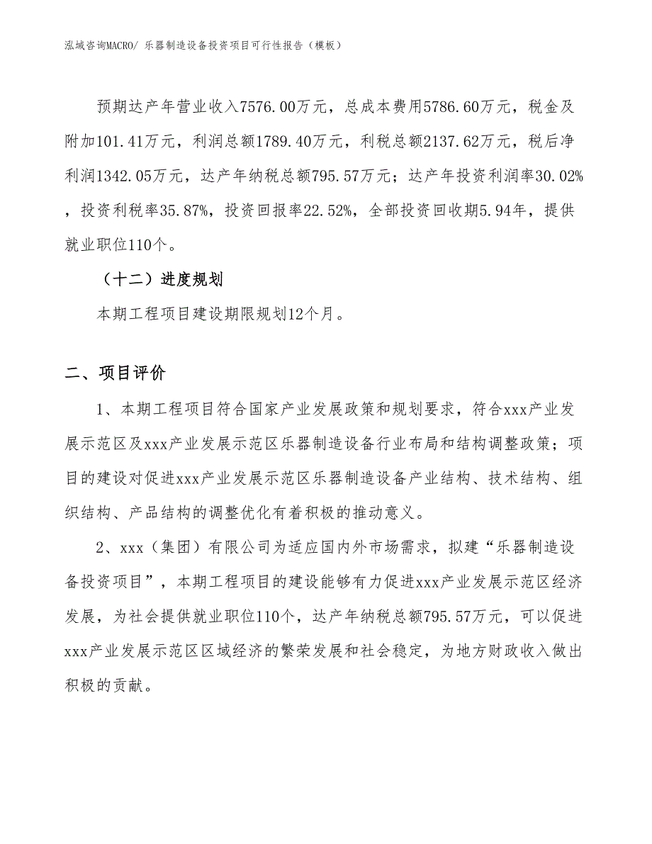 乐器制造设备投资项目可行性报告（模板）_第4页