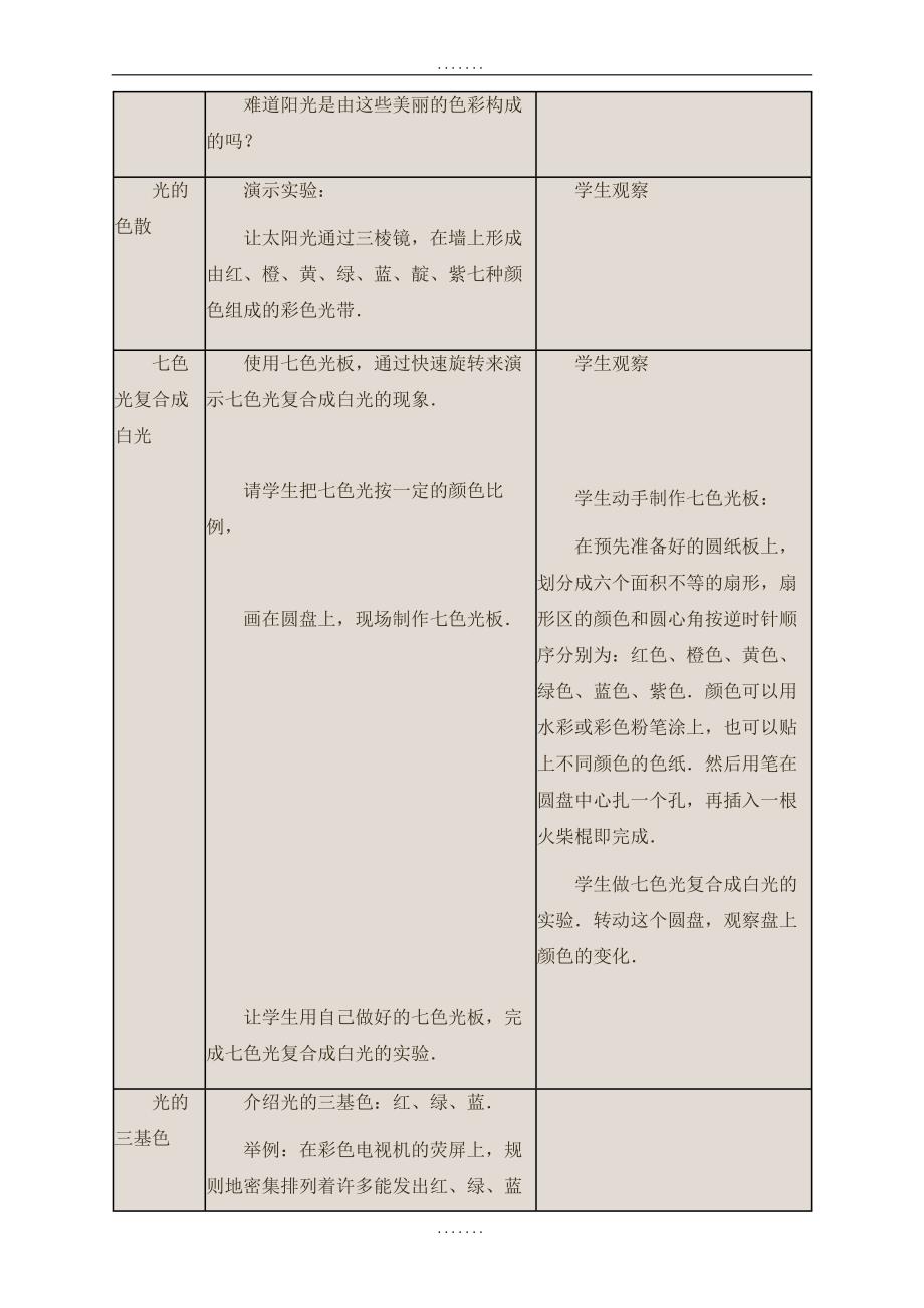 最新北师大版八年级物理上册教案：第五章五、物体的颜色_第2页