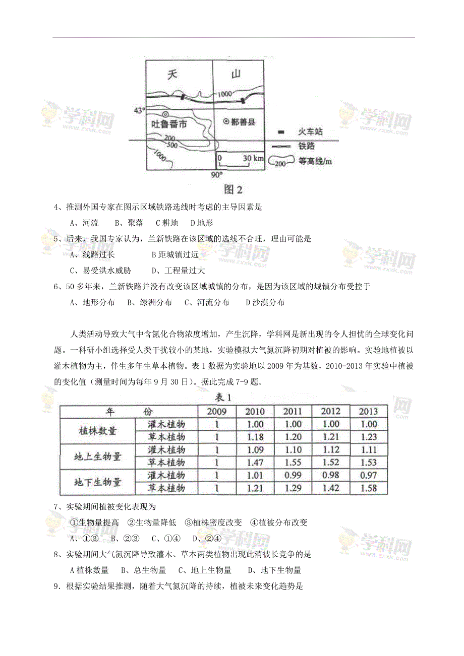 2014年高考文科综合新课标i卷真题(word版)_第2页
