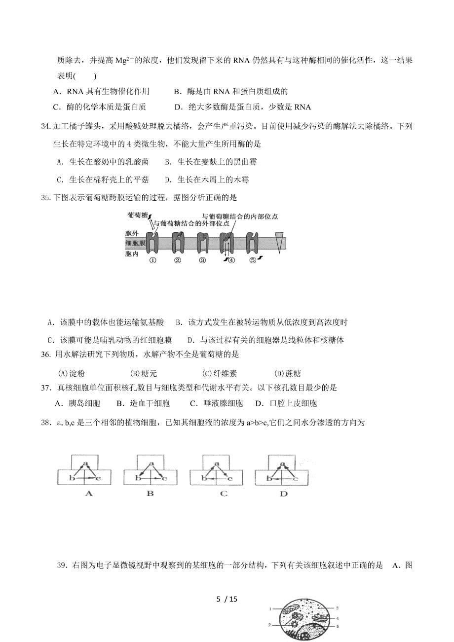 浙江省东阳中学高二上学期10月阶段性考试 (生物).doc_第5页