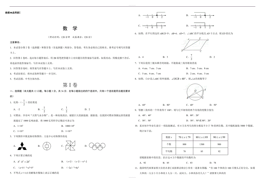 最新【天机泄露】2018届最新中考猜题卷（湖南卷）数学卷（含答案）_第1页