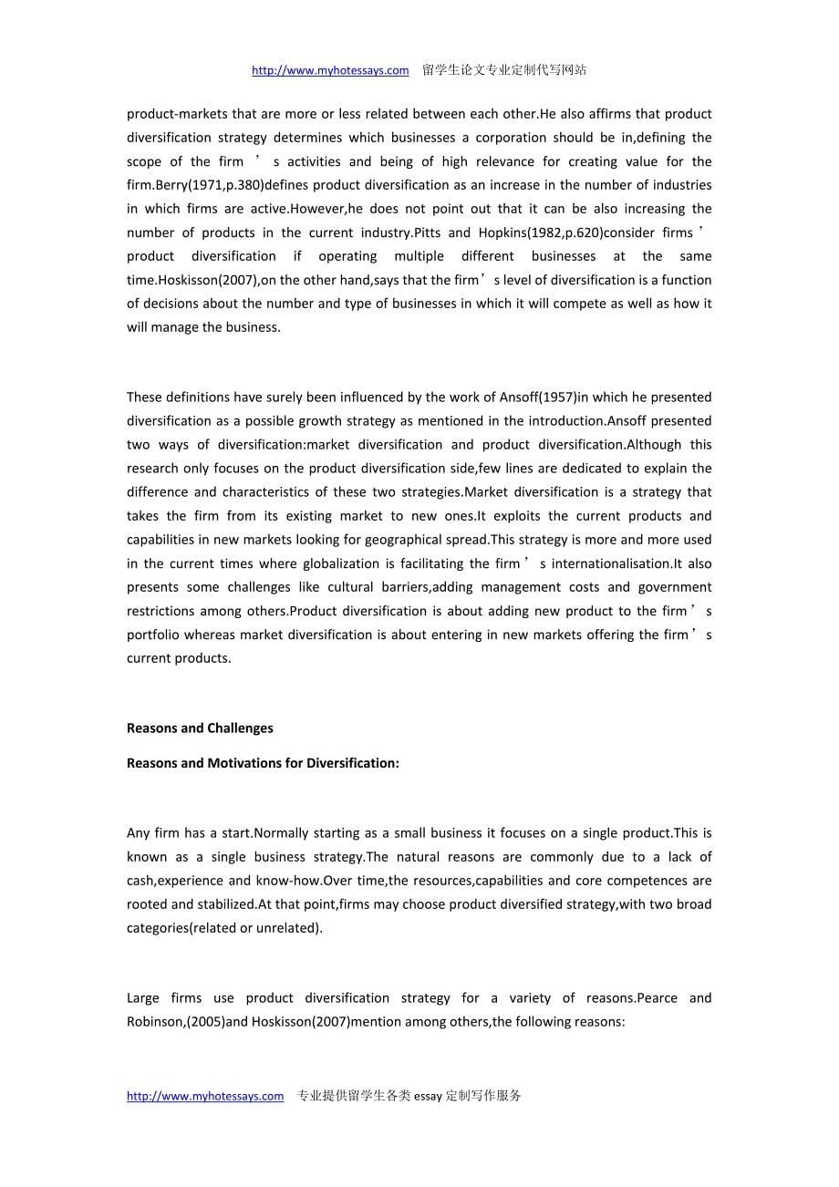 留学生essay写作—产品多元化战略的协同效应_第5页