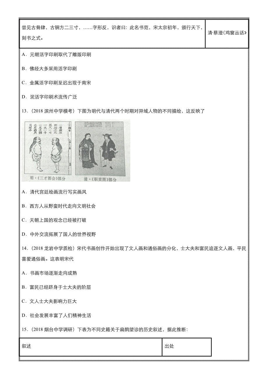 2019高考历史二轮小题狂做专练 二十四 古代中国的科学技术与文学艺术---精校解析Word版_第5页