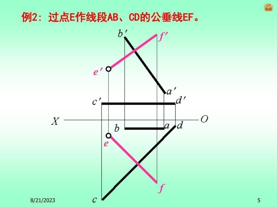 两直线的相对位置(垂直)、平面投影、平面内点和直线_第5页