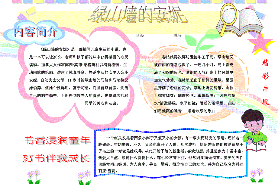 绿山墙的安妮 电子小报_第1页