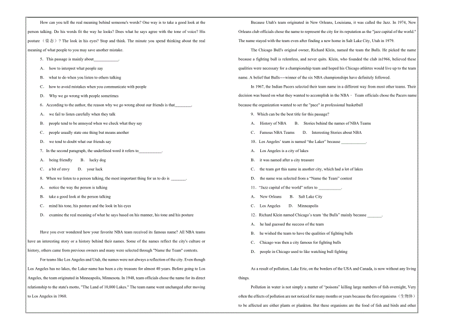 名校试题2018-2019学年黑龙江省高一上学期期中考试英语---精校解析Word版_第2页