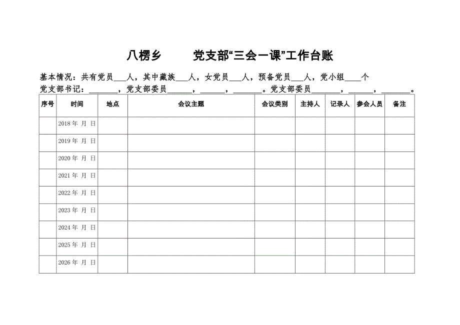 八楞乡2018年农村党建工作资料清单 (三会一课)_第2页