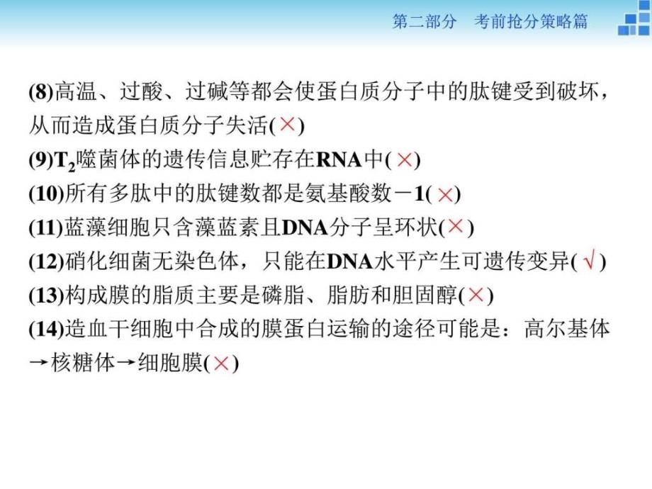 高考生物考前抢分必会的282个判断_第3页