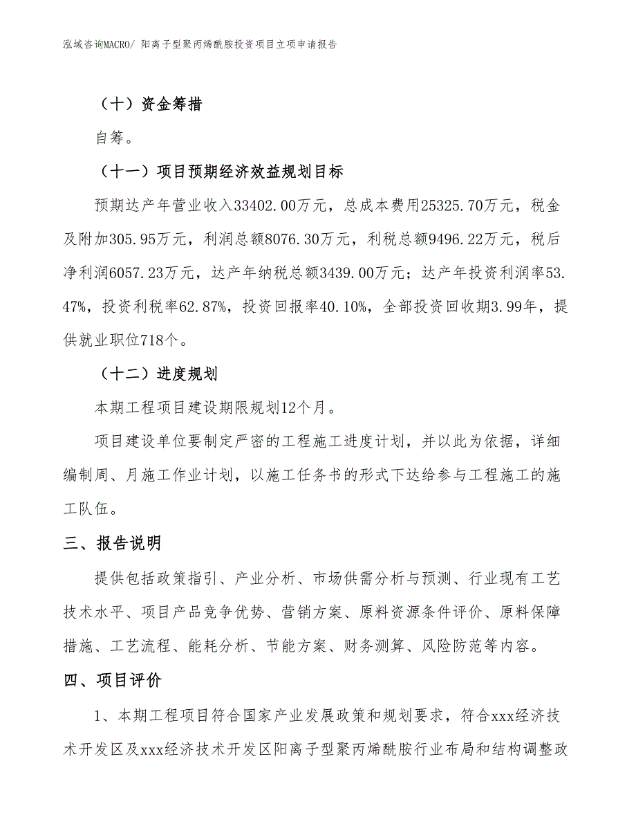 阳离子型聚丙烯酰胺投资项目立项申请报告_第4页