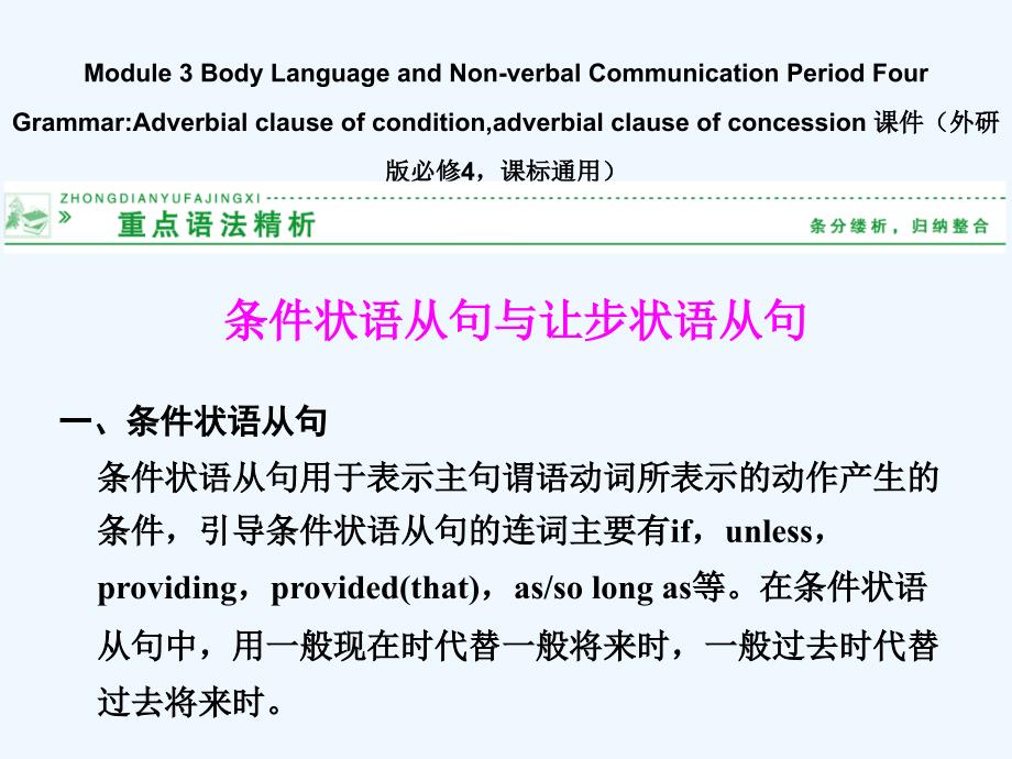 module 3 body language and non-verbal communication period four grammar课件（外研版必修4，课标通用）_第1页