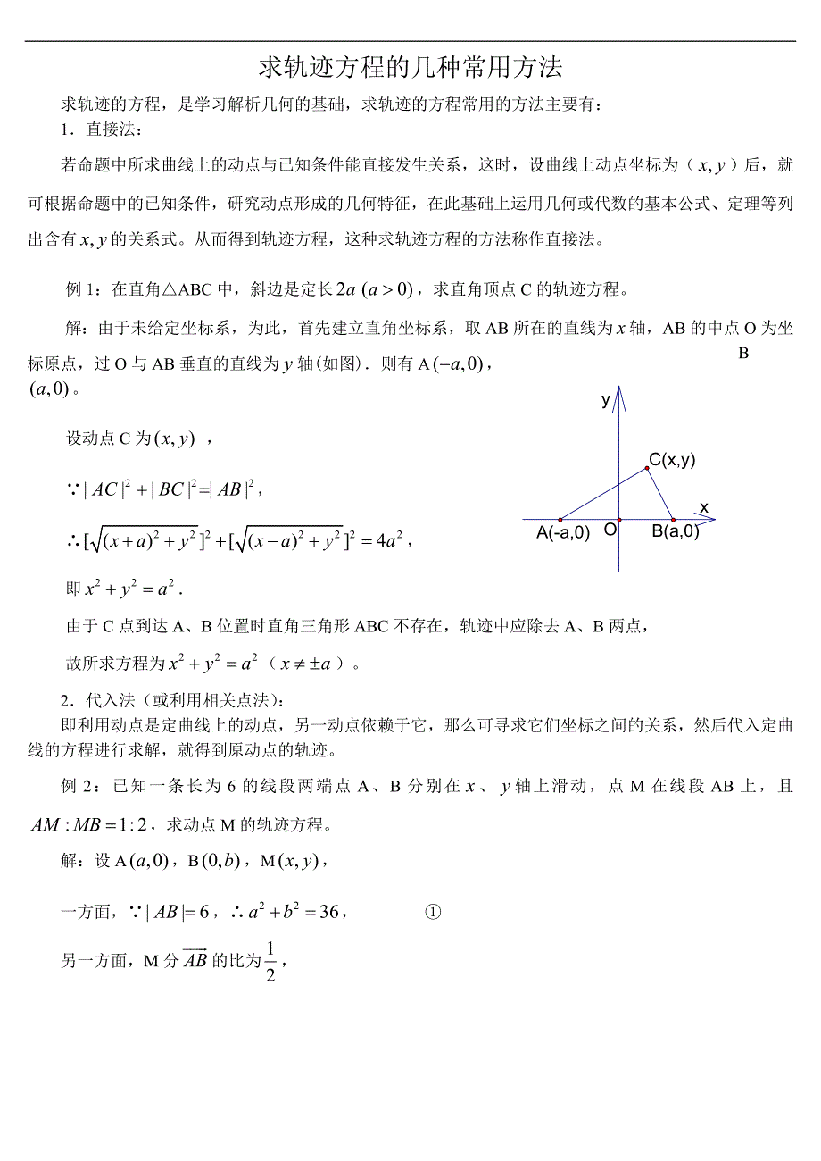 高考数学求轨迹方程的几种常用方法_第1页