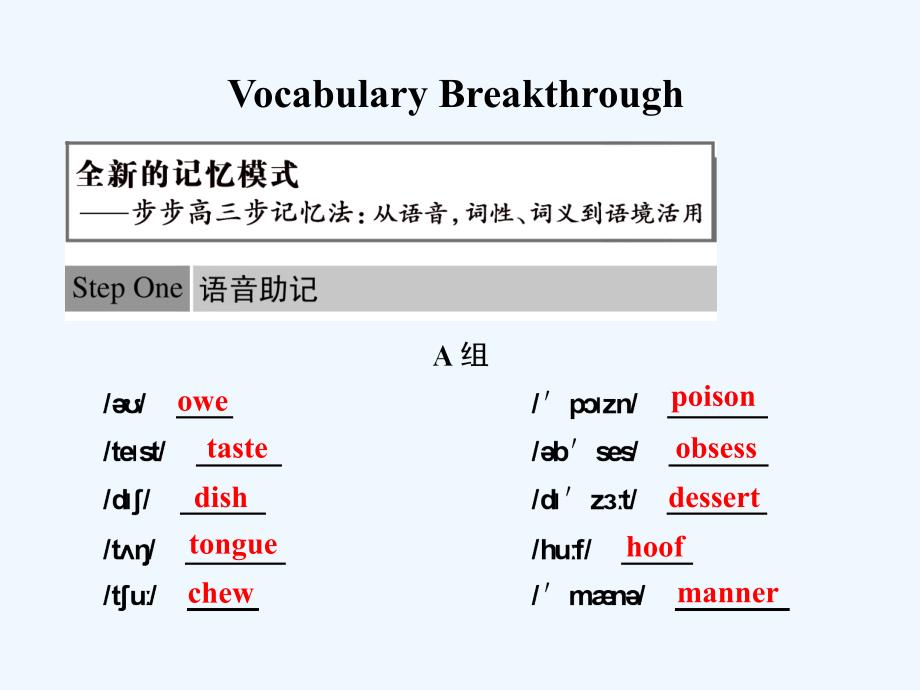外研版高中英语选修8 module 3《foreign food》（vocabulary）ppt课件_第1页