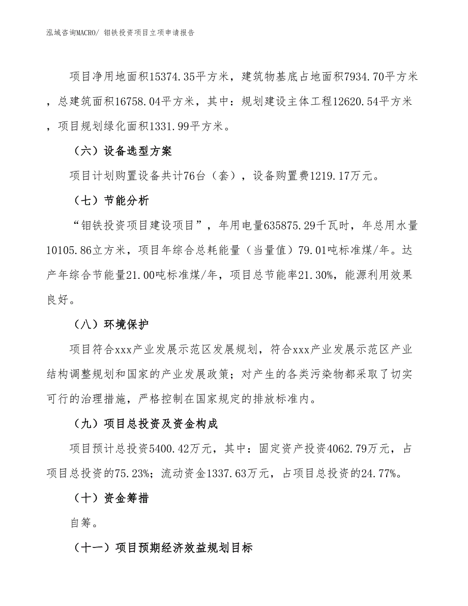 钼铁投资项目立项申请报告_第3页