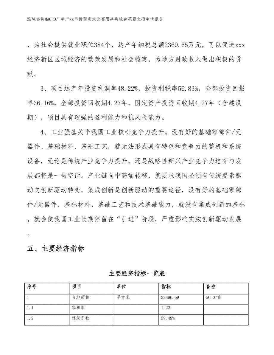 年产xx单折固定式比赛用乒乓球台项目立项申请报告_第5页