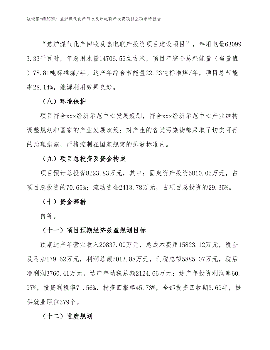 焦炉煤气化产回收及热电联产投资项目立项申请报告_第3页