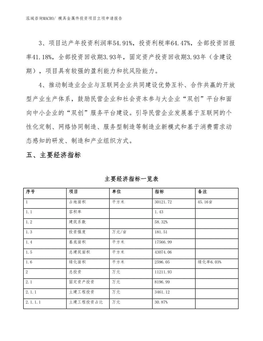 模具金属件投资项目立项申请报告_第5页