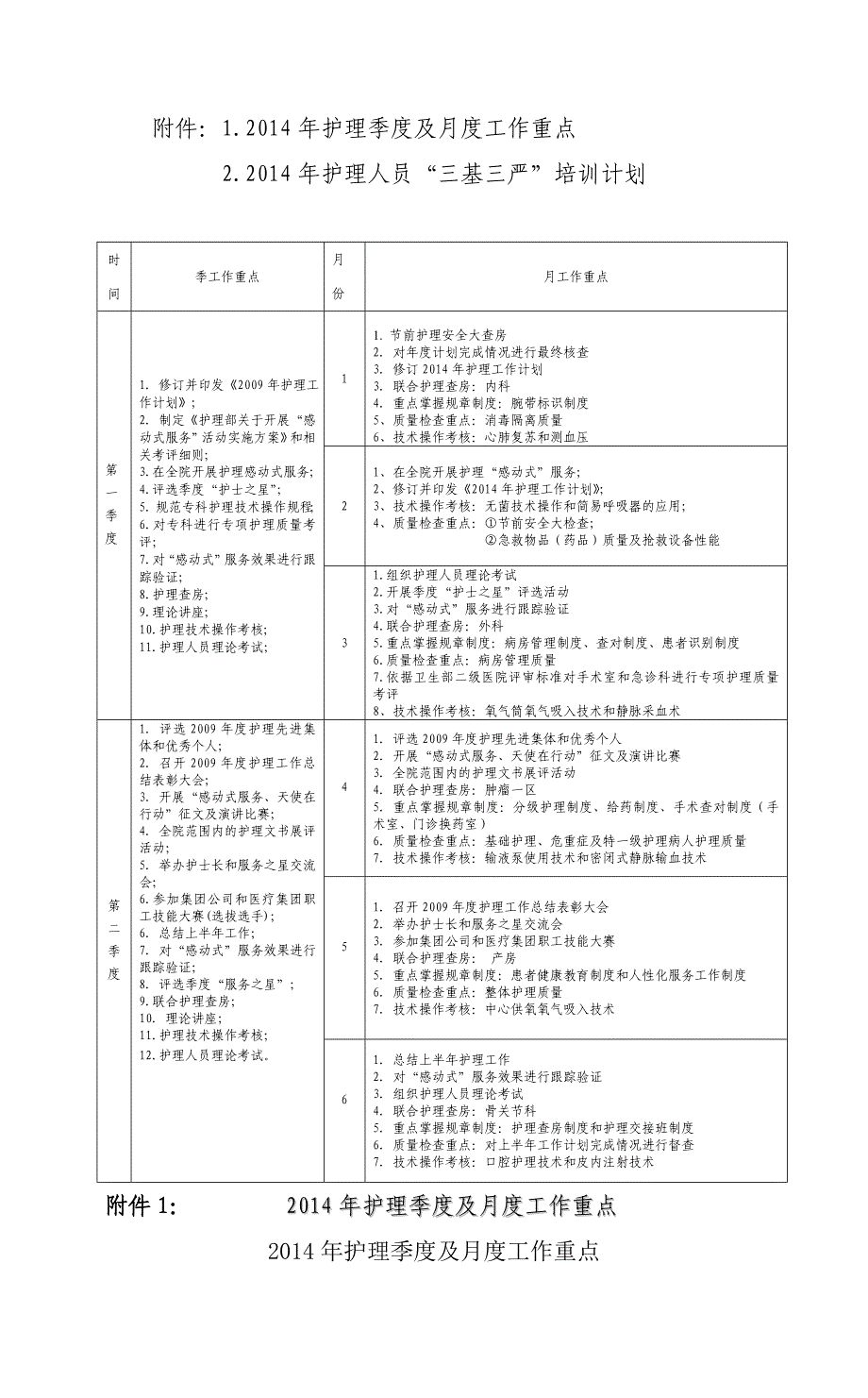 护理季度及月度工作重点_第1页