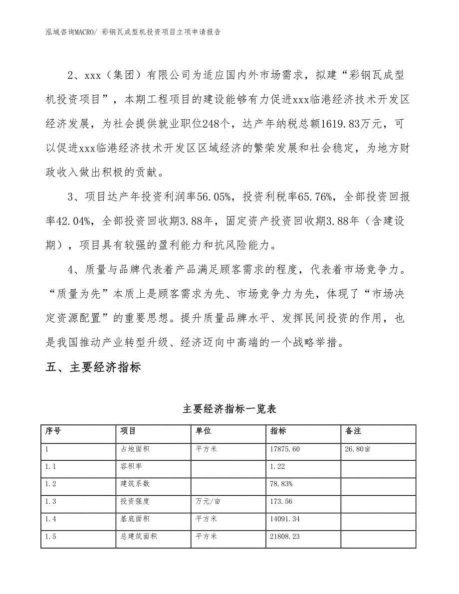 彩钢瓦成型机投资项目立项申请报告_第5页