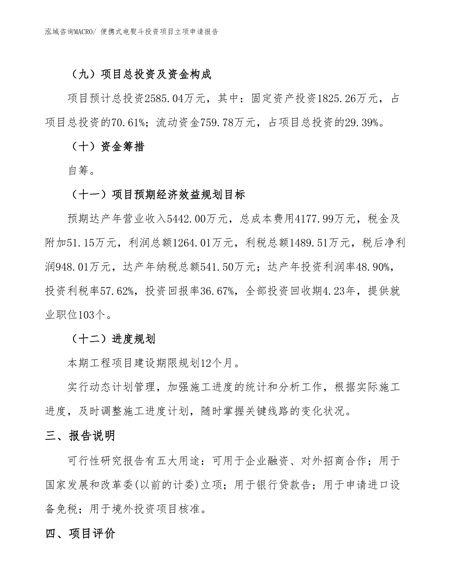 便携式电熨斗投资项目立项申请报告_第4页