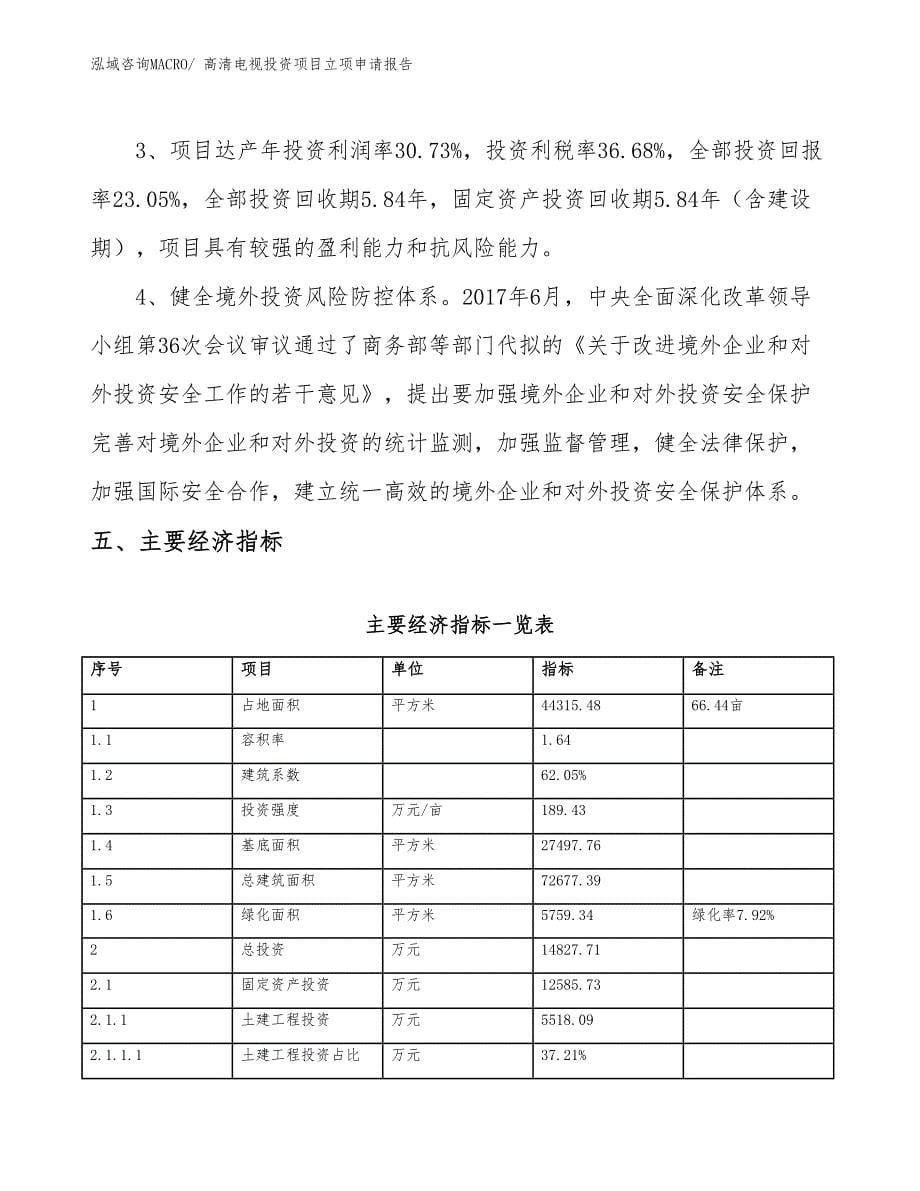 高清电视投资项目立项申请报告_第5页