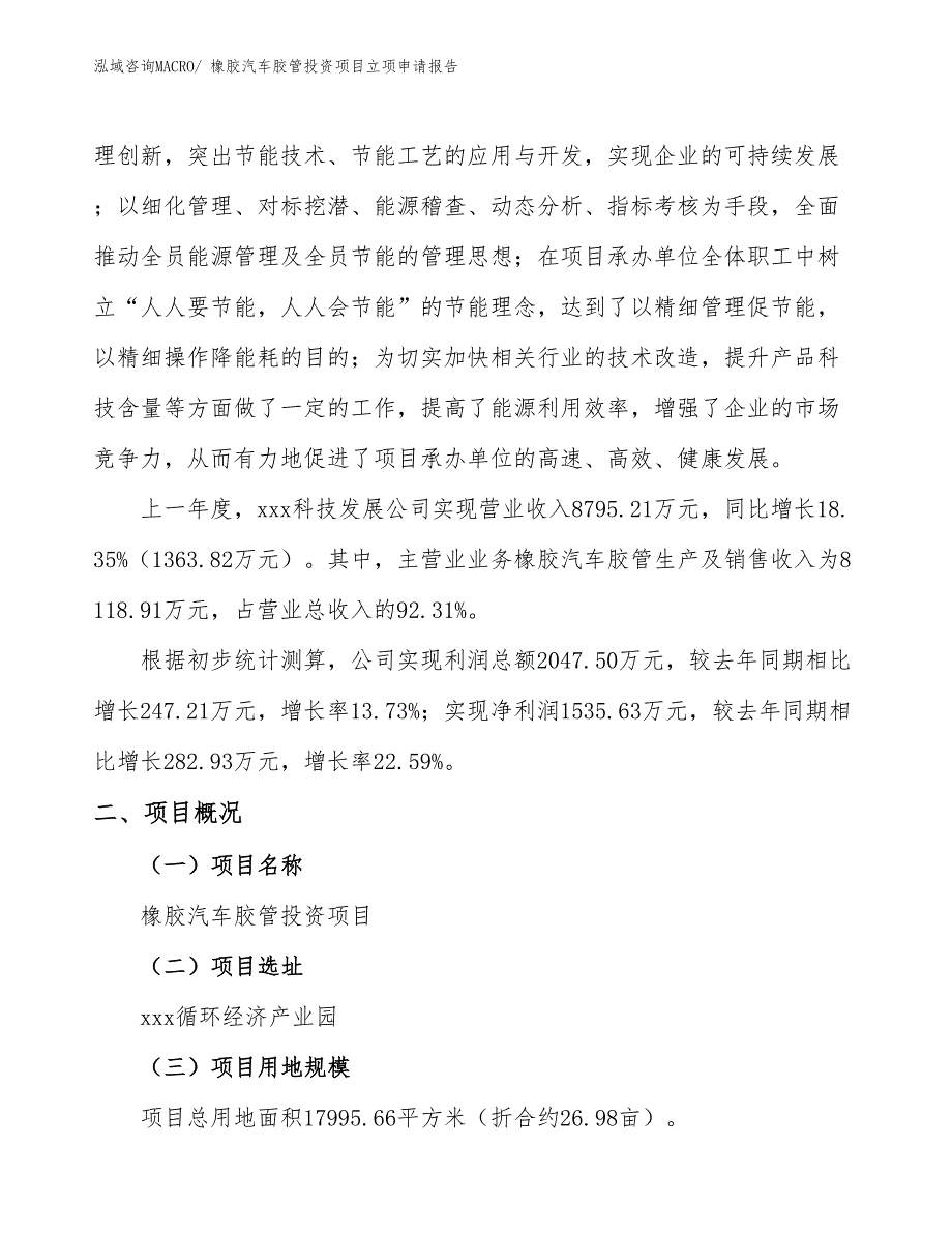 橡胶汽车胶管投资项目立项申请报告_第2页