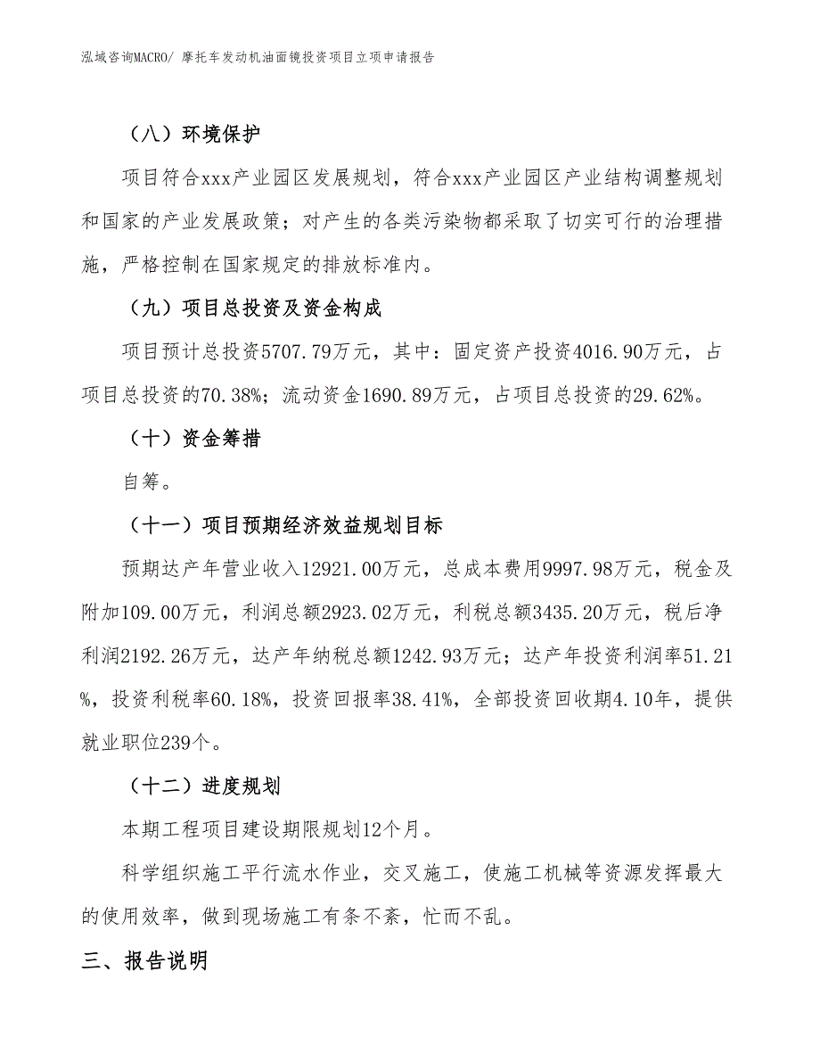 摩托车发动机油面镜投资项目立项申请报告_第4页