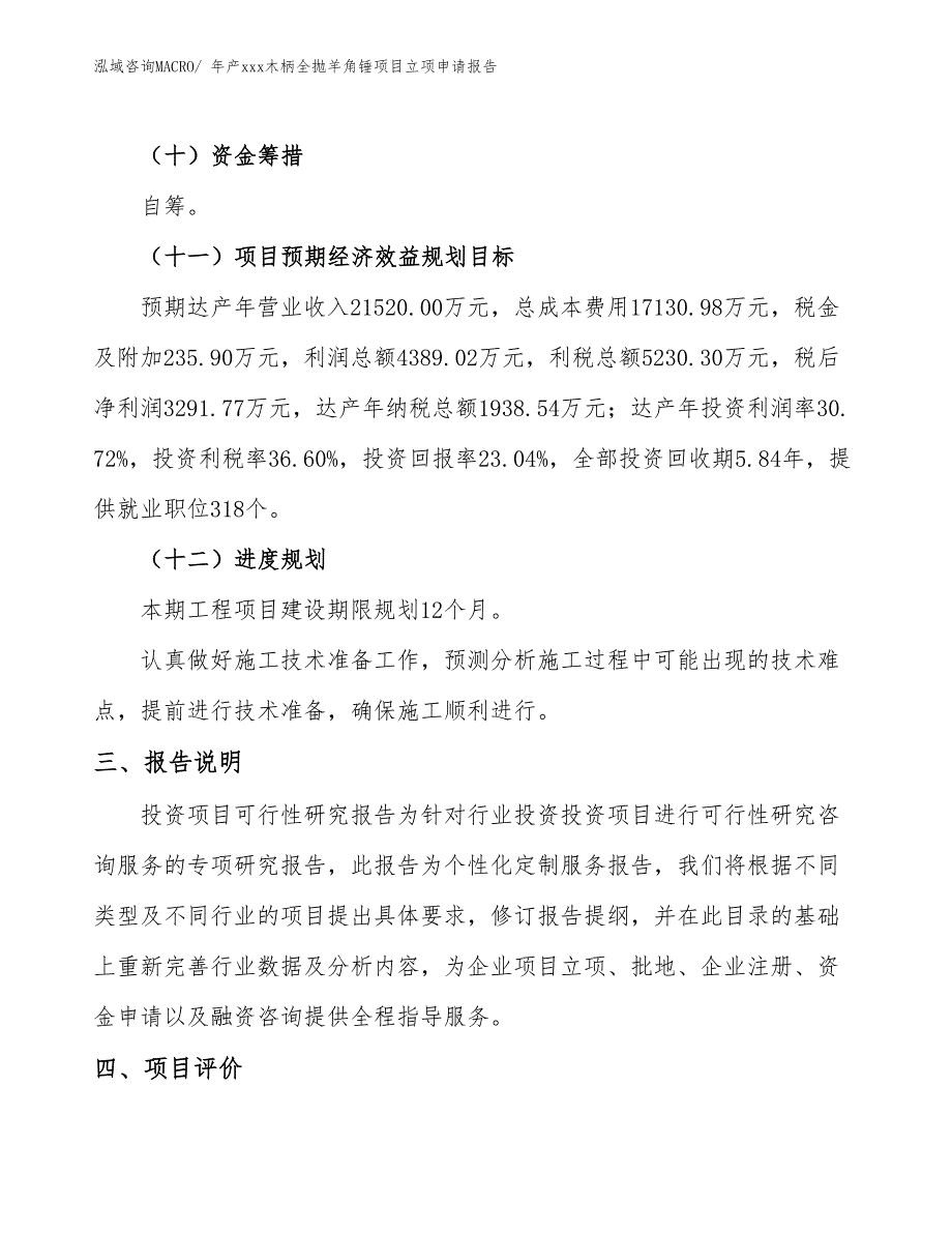 年产xxx木柄全抛羊角锤项目立项申请报告_第4页