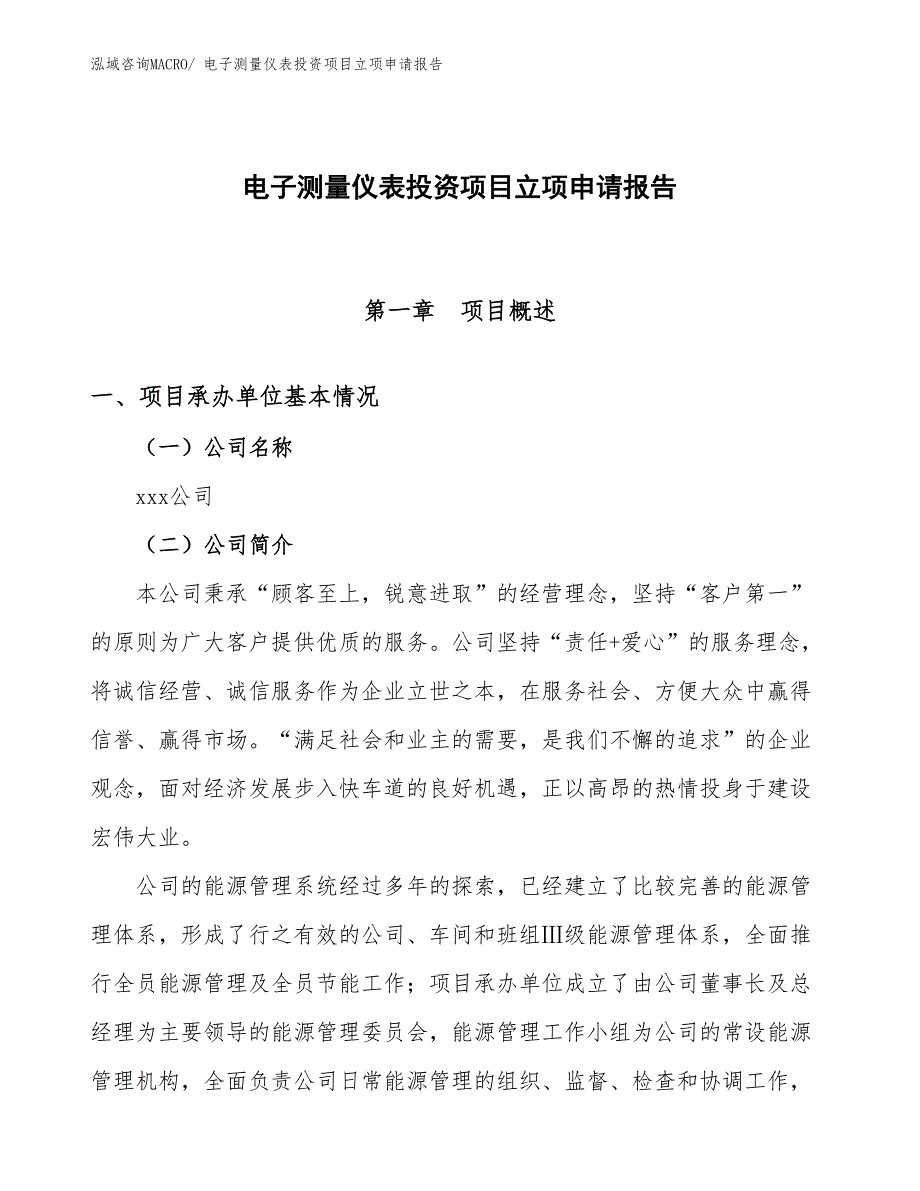 电子测量仪表投资项目立项申请报告_第1页