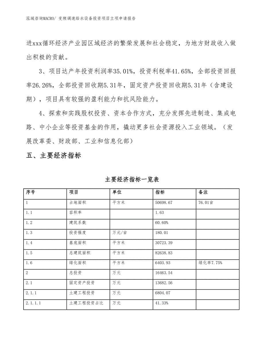 变频调速给水设备投资项目立项申请报告_第5页